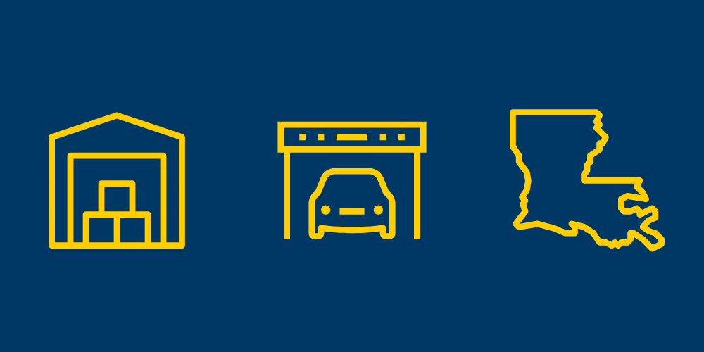 Louisiana, Self-Storage, and Parking icons