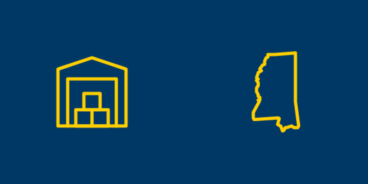 Self-storage and Mississippi icons.