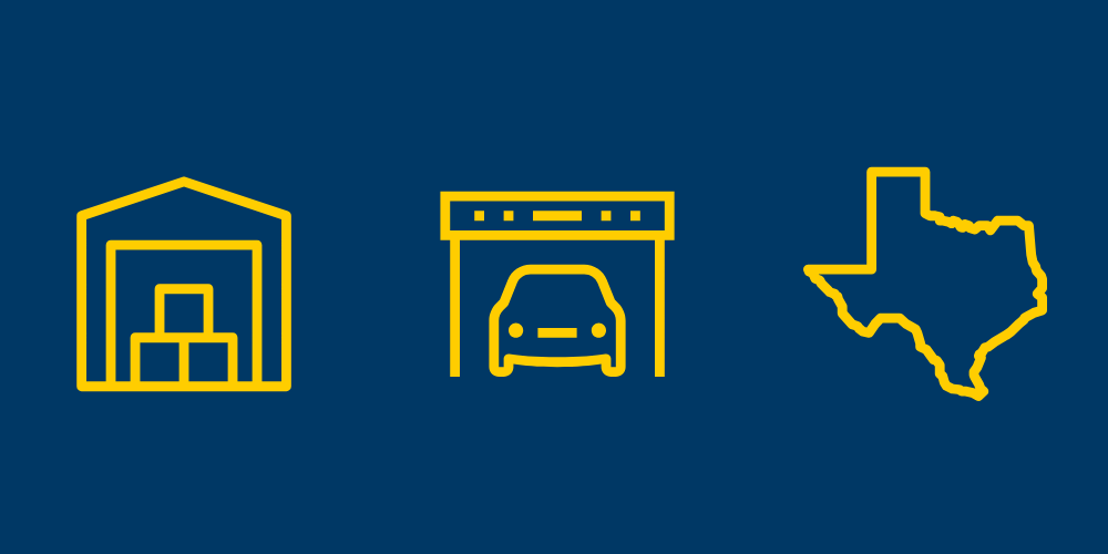 Texas, Self-Storage, and Parking icons