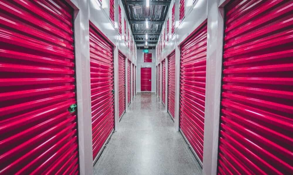 Self-storage interior hallway.